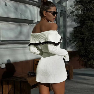​​​​​​​AGNES – Robe Pull à Épaules Dénudées, Élégante et Sexy – Automne 2025