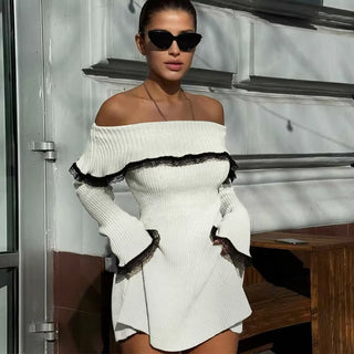 ​​​​​​​AGNES – Robe Pull à Épaules Dénudées, Élégante et Sexy – Automne 2025