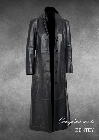 MERCY - Trench-coat long en cuir tendance pour femme, coupe-vent 2024