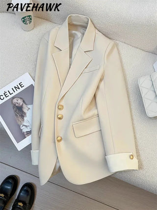 Blazer à manches longues décontracté pour femme - Style bureau et automne/hiver