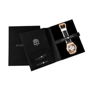 Montre Otto en Or Rose avec Bracelet Noir et Blanc