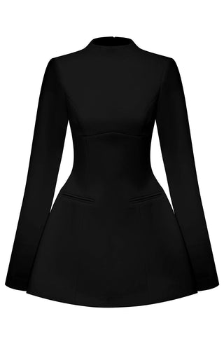 CASSY - Robe mini élégante à manches longues et dos nu pour femme, taille haute