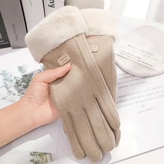 Gants d'hiver épais en peluche pour femmes, mode chaude en daim, gants d'extérieur