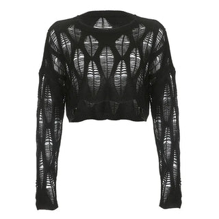 Pull noir gothique pour femme – Élégance vintage et allure gothique chic