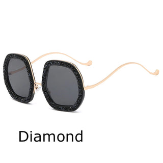 Big Frame Crystal Sun Glasses Women Cooling Designer Women Luxury