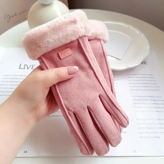 Gants d'hiver épais en peluche pour femmes, mode chaude en daim, gants d'extérieur