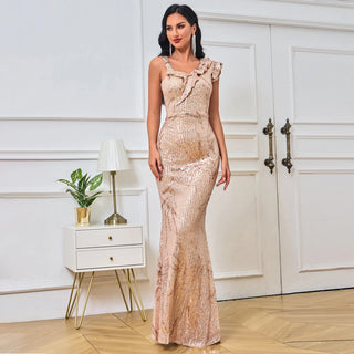 EMY - Robe de soirée sirène en paillettes avec appliques – Élégance et luxe intemporel