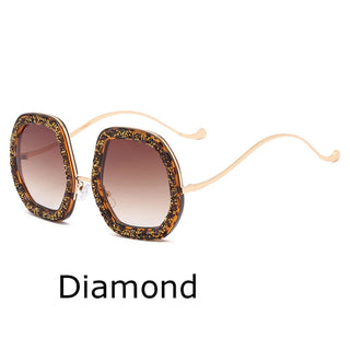 Big Frame Crystal Sun Glasses Women Cooling Designer Women Luxury