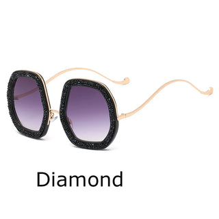 Big Frame Crystal Sun Glasses Women Cooling Designer Women Luxury