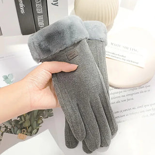 Gants d'hiver épais en peluche pour femmes, mode chaude en daim, gants d'extérieur