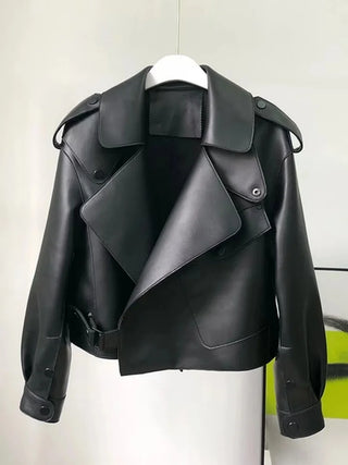 ASHLEY - Veste en cuir PU pour femme – Décontractée et coupe-vent, style moto