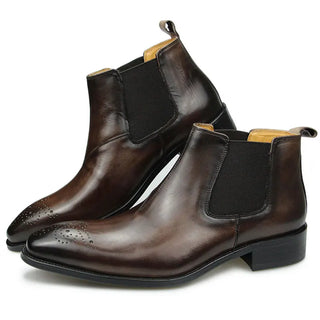 Bottes pour hommes sculptées en bloc de style britannique Chaussures d'hiver noires et marron pour hommes