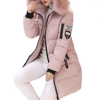 THÉA - Manteau d'hiver en coton à capuche pour femme, vêtement d'extérieur mi-long