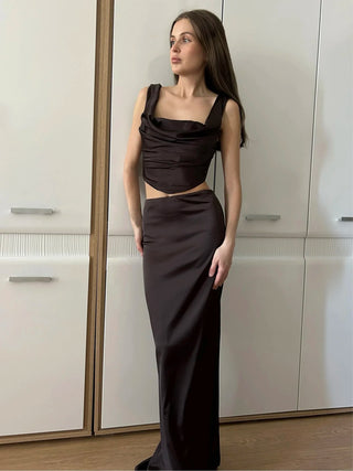 JINANE - Ensemble de robe en satin 2 pièces Suninheart – Élégance et style