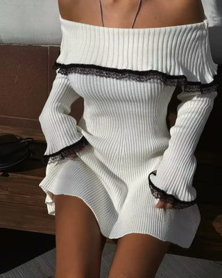 ​​​​​​​AGNES – Robe Pull à Épaules Dénudées, Élégante et Sexy – Automne 2025