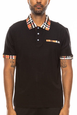 Polo manches courtes en polyester à motif bloc de couleur – Style moderne et confortable