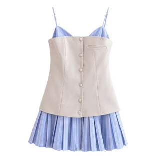 ALEXANE – Robe d’Été Patchwork à Bretelles Fines, Style Mini Chic