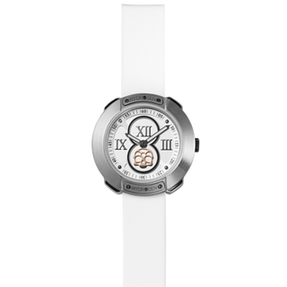 Montre Vista Roman en argent et bracelet blanc en silicone